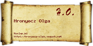 Hronyecz Olga névjegykártya
